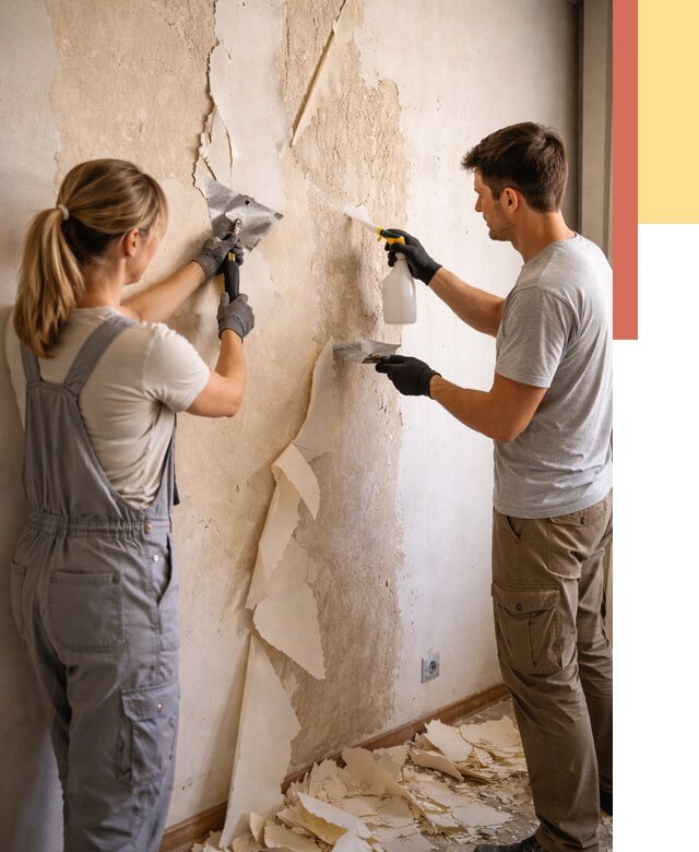 Снятие старых обоев в Великом Новгороде от 5371 руб. под ключ недорого | ОТДЕЛОЧНИК-Влк