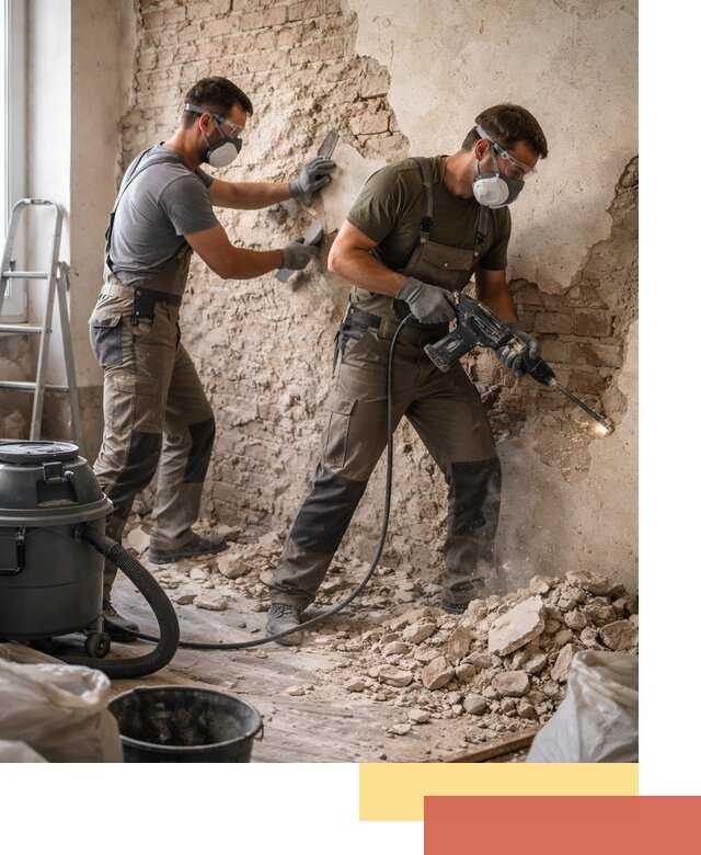 Демонтаж штукатурки со стен в Великом Новгороде быстро и аккуратно