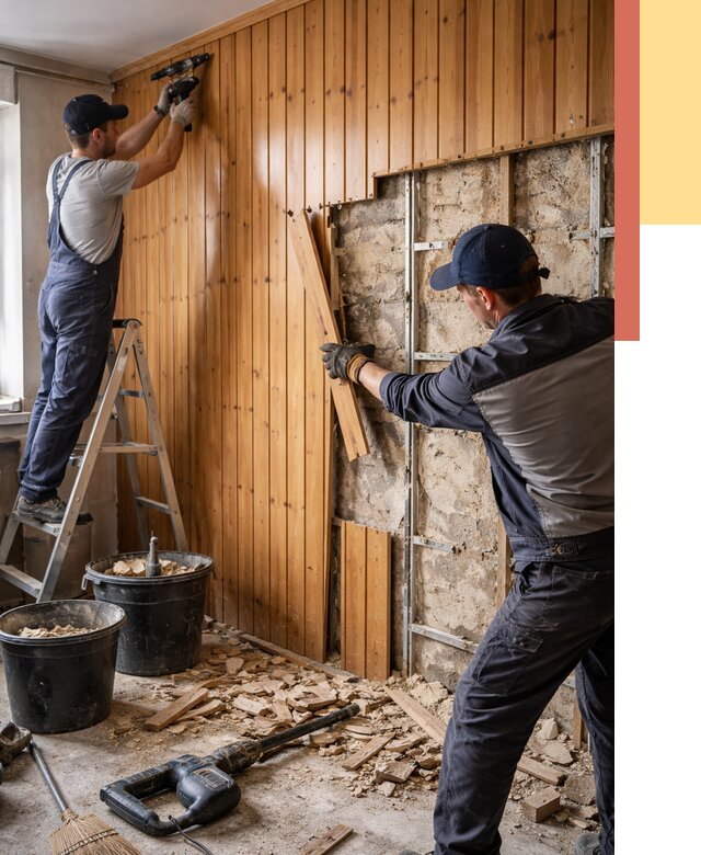 Демонтаж вагонки со стен в Великом Новгороде от 1483 руб. — снятие, удаление, срочно | ОТДЕЛОЧНИК-Влк