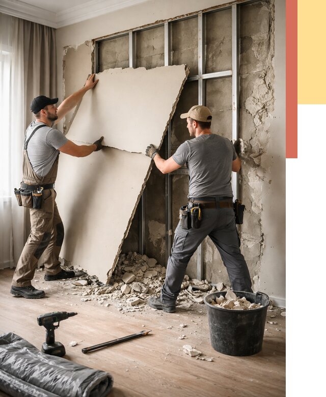 Демонтаж гипсокартона со стен в Великом Новгороде от 358 руб. — услуги демонтажа | ОТДЕЛОЧНИК-Влк