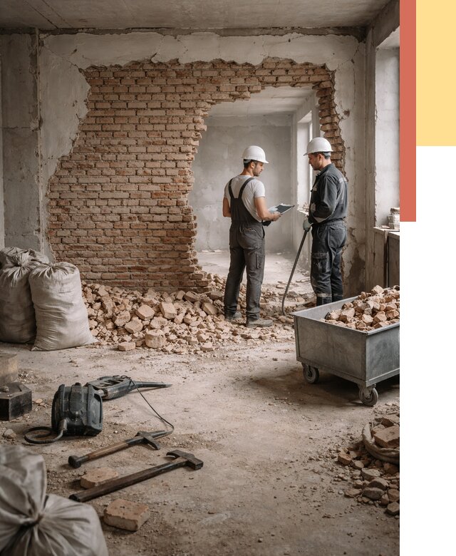 Демонтаж кирпичных стен в Великом Новгороде от 4297 руб. — быстро, недорого, под ключ | ОТДЕЛОЧНИК-Влк