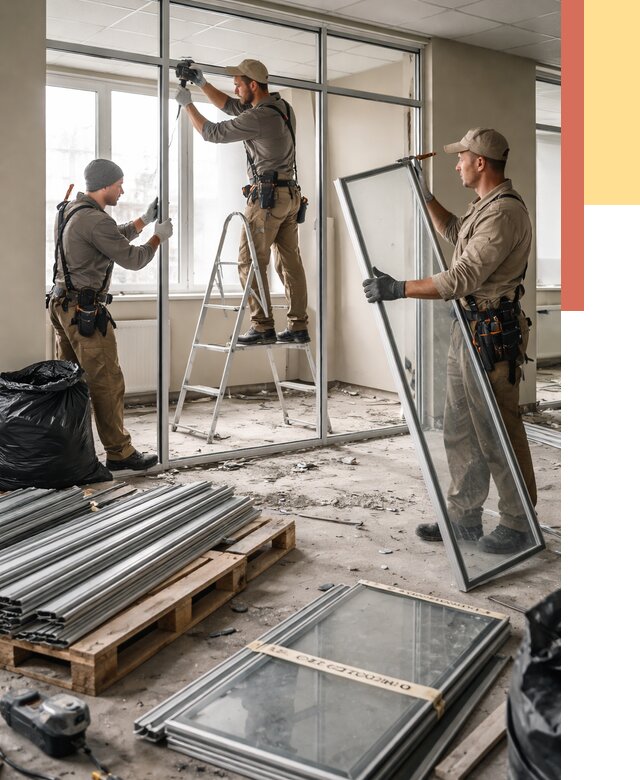 Демонтаж алюминиевых перегородок в Великом Новгороде от 4297 руб. — быстро и недорого | ОТДЕЛОЧНИК-Влк