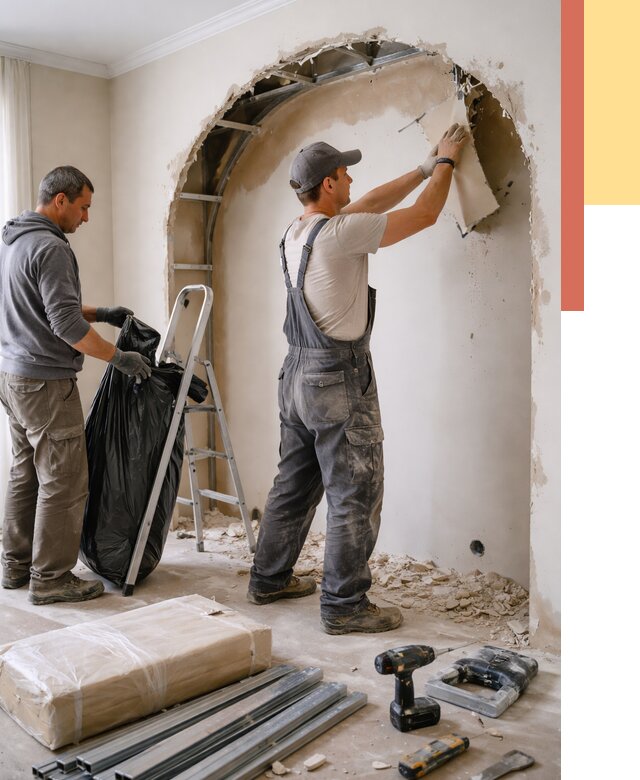 Демонтаж арки из гипсокартона в Великом Новгороде от 3581 руб. — услуги под ключ | ОТДЕЛОЧНИК-Влк