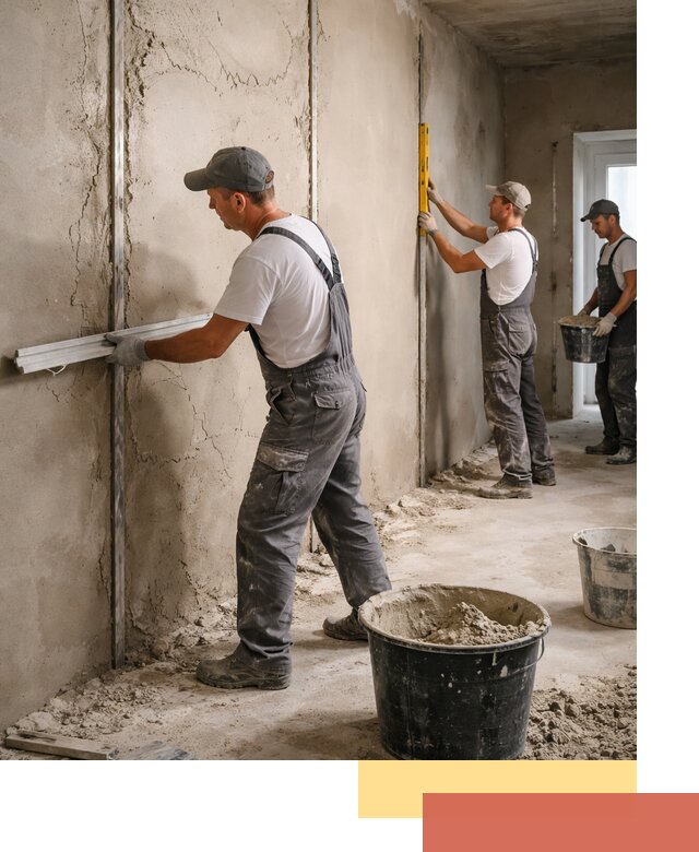 Штукатурка стен по маякам в Великом Новгороде — точная и ровная поверхность