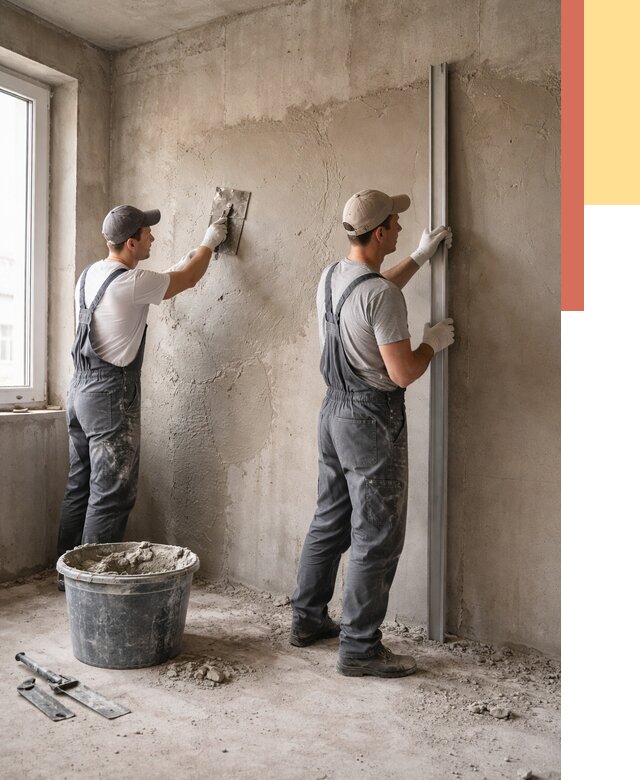 Штукатурка бетонных стен в Великом Новгороде от 4604 руб/м² — качественно и быстро | ОТДЕЛОЧНИК-Влк