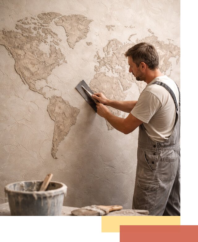 Декоративная штукатурка «Карта мира» под ключ в Великом Новгороде