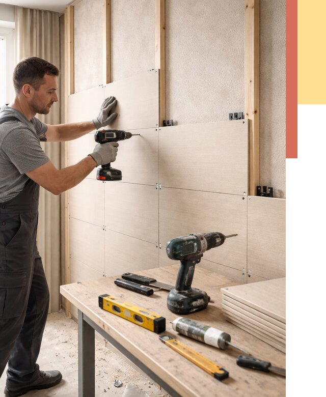 Монтаж МДФ панелей на стены в Великом Новгороде от 1279 руб. под ключ | ОТДЕЛОЧНИК-Влк