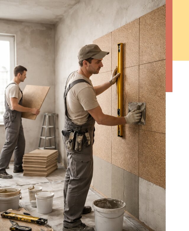 Монтаж пробковых панелей на стены в Великом Новгороде от 3581 руб. — ОТДЕЛОЧНИК-Влк