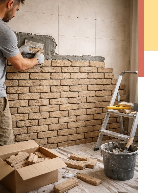 Монтаж декоративного кирпича в Великом Новгороде от 3274 руб./м² — быстро и недорого | ОТДЕЛОЧНИК-Влк