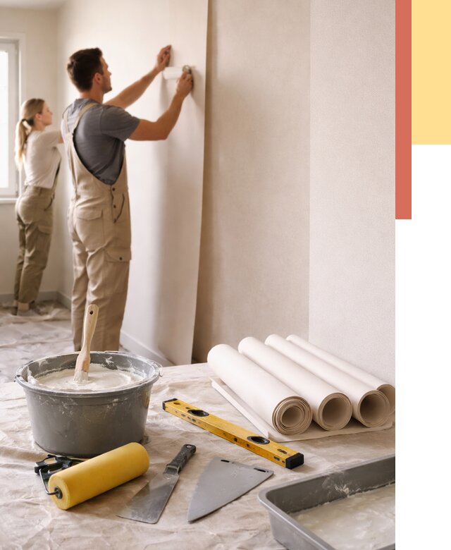 Поклейка бумажных обоев в Великом Новгороде от 5627 руб./м2 — быстро и недорого | ОТДЕЛОЧНИК-Влк