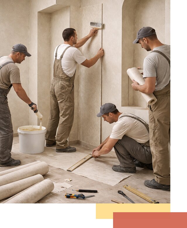 Поклейка обоев на сложные стены и неровные поверхности в Великом Новгороде