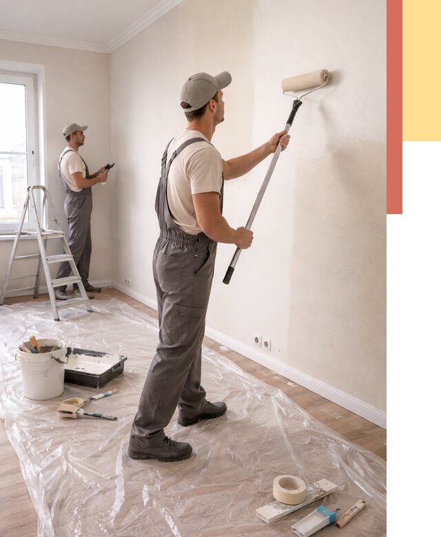 Покраска стен акриловой краской в Великом Новгороде от 3581 руб./м² — быстро и недорого | ОТДЕЛОЧНИК-Влк