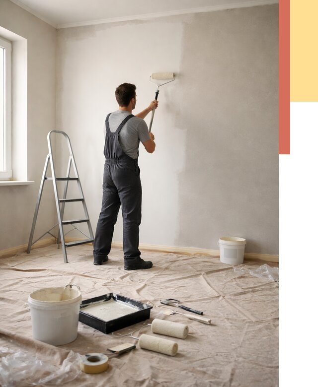 Покраска стен моющейся краской в Великом Новгороде от 358 руб./м² — быстро и недорого | ОТДЕЛОЧНИК-Влк