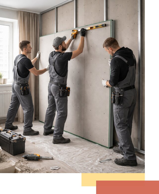 Шумоизоляция стен панелями ЗИПС в Великом Новгороде для жилых и коммерческих помещений