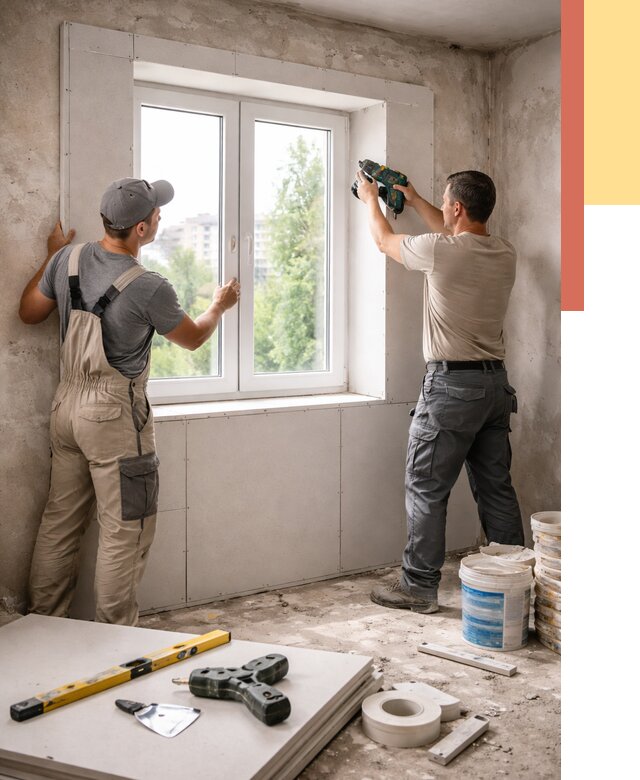 Монтаж откосов из гипсокартона в Великом Новгороде от 4604 руб. под ключ | ОТДЕЛОЧНИК-Влк