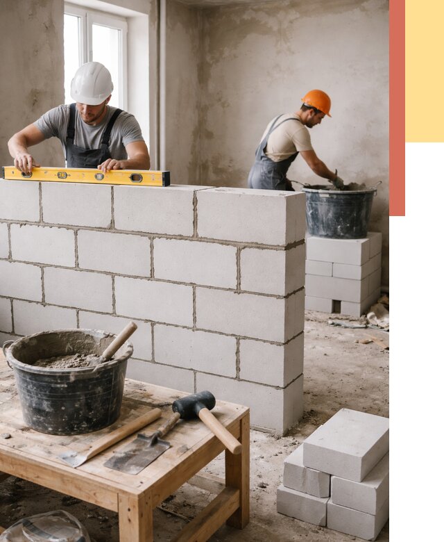 Кладка перегородок из газобетона в Великом Новгороде от 3274 руб. под ключ | ОТДЕЛОЧНИК-Влк