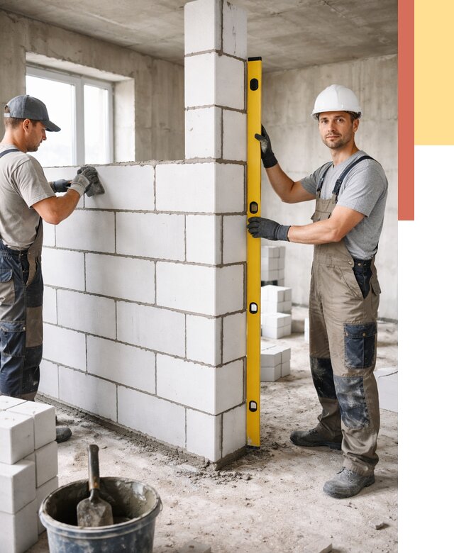 Кладка перегородок из пеноблока в Великом Новгороде от 1841 руб. под ключ | ОТДЕЛОЧНИК-Влк