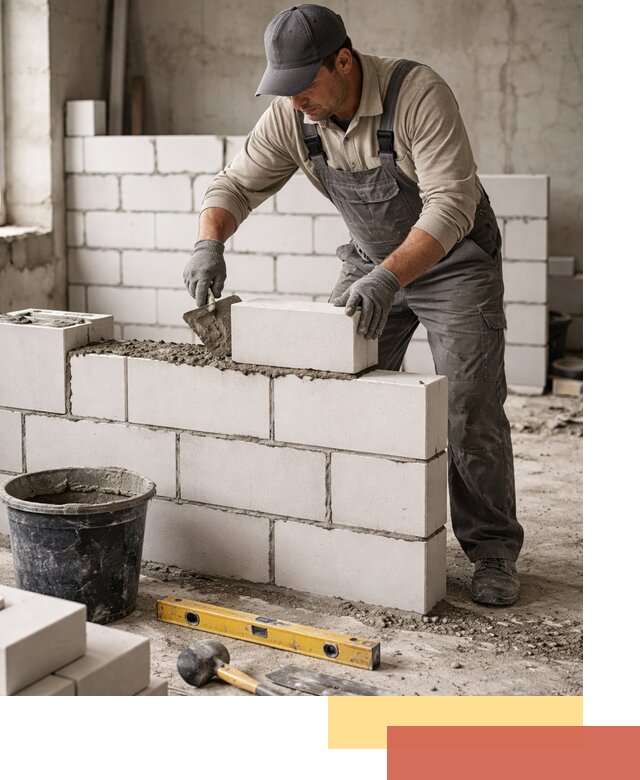 Кладка перегородок из силикатного блока в Великом Новгороде