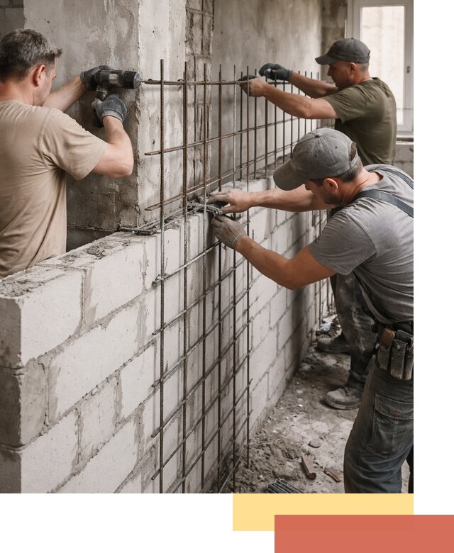 Армирование кладки перегородок в Великом Новгороде профессионально и надёжно