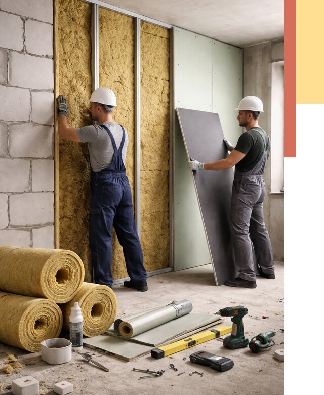 Шумоизоляция перегородок из блоков в Великом Новгороде от 1893 руб./м² — быстро и недорого | ОТДЕЛОЧНИК-Влк