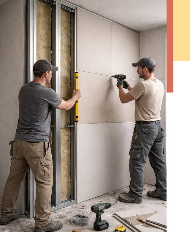 Монтаж двухслойной перегородки из гипсокартона в Великом Новгороде от 1483 руб. | ОТДЕЛОЧНИК-Влк