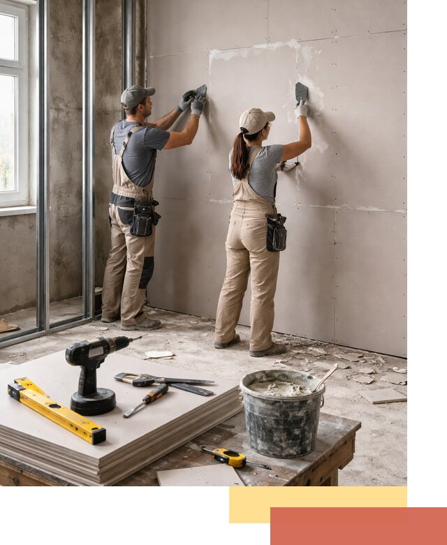 Монтаж двухслойной перегородки из гипсокартона в Великом Новгороде