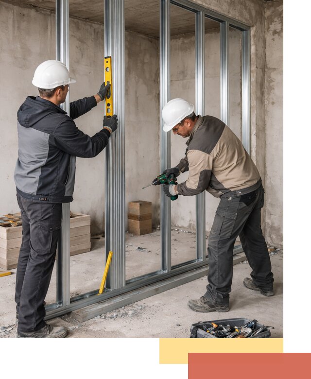 Монтаж каркаса перегородки из профиля в Великом Новгороде