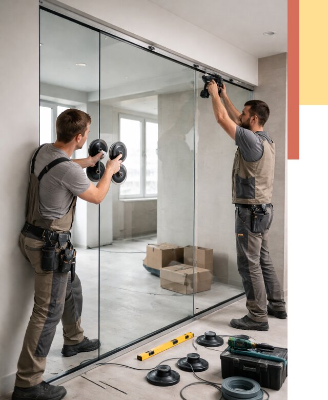 Монтаж стеклянных перегородок в Великом Новгороде от 6650 руб. | ОТДЕЛОЧНИК-Влк