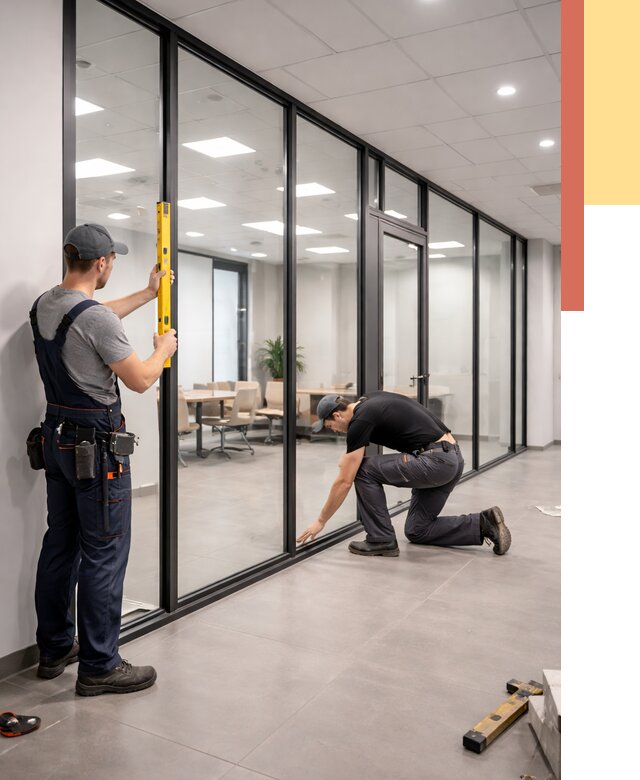 Каркасные стеклянные перегородки в Великом Новгороде под ключ от 9412 руб. | ОТДЕЛОЧНИК-Влк