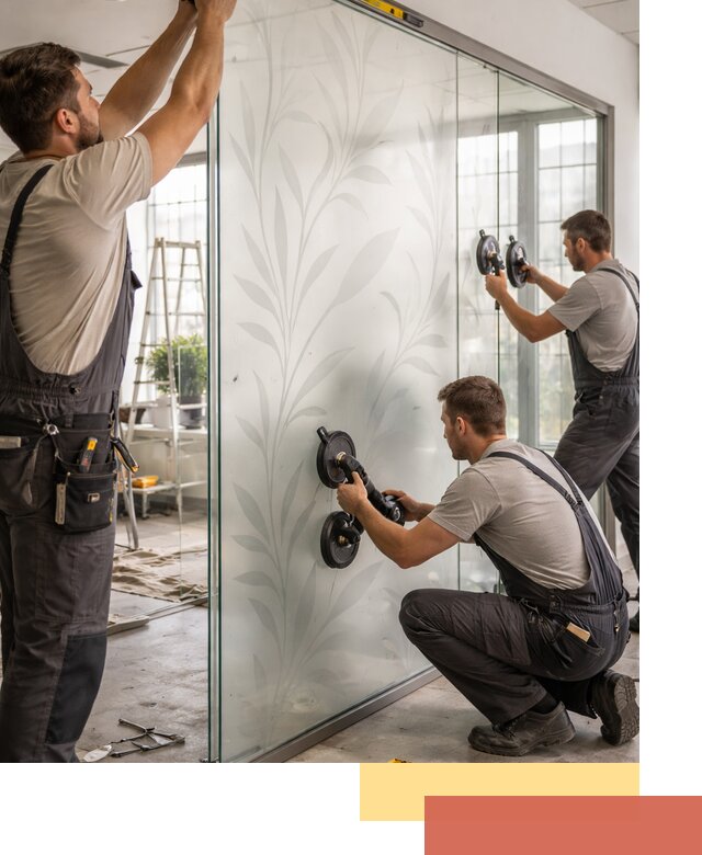 Стеклянные перегородки с рисунком на заказ в Великом Новгороде