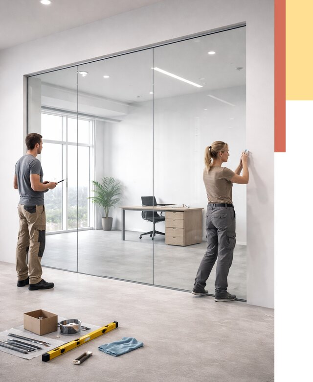 Перегородки из закаленного стекла в Великом Новгороде от 9719 руб. под ключ | ОТДЕЛОЧНИК-Влк