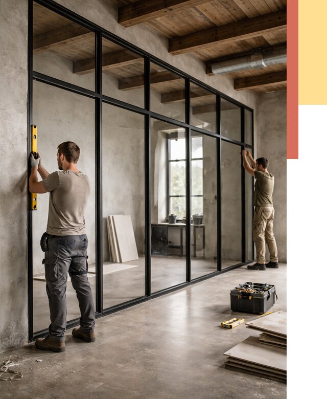 Стеклянные перегородки лофт в Великом Новгороде от 10742 руб. под ключ | ОТДЕЛОЧНИК-Влк