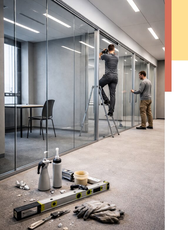 Стеклянные офисные перегородки в Великом Новгороде от 8696 руб. — монтаж и установка | ОТДЕЛОЧНИК-Влк