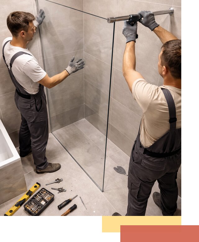 Стеклянные перегородки для душа в Великом Новгороде — изготовление и монтаж