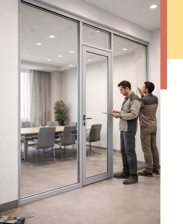 Установка и монтаж алюминиевых перегородок со стеклом в Великом Новгороде от 8389 руб. | ОТДЕЛОЧНИК-Влк