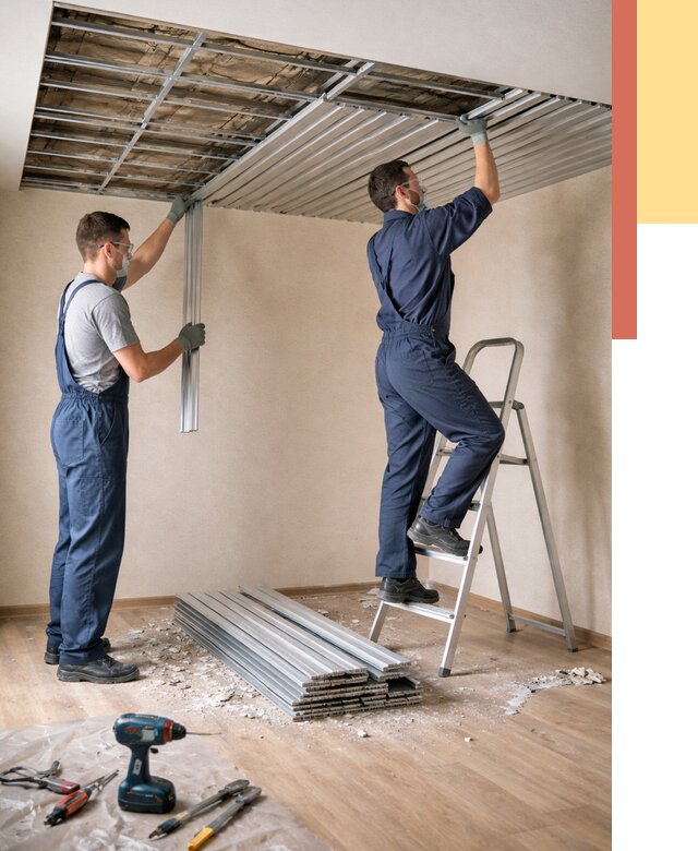 Демонтаж реечного потолка в Великом Новгороде от 4604 руб. быстро и недорого | ОТДЕЛОЧНИК-Влк