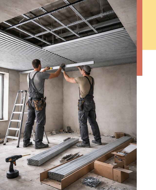 Монтаж реечного потолка в Великом Новгороде от 4604 руб. под ключ | ОТДЕЛОЧНИК-Влк