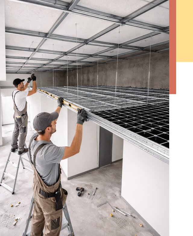 Монтаж потолка грильято в Великом Новгороде от 460 руб./м² — быстрая сборка под ключ | ОТДЕЛОЧНИК-Влк