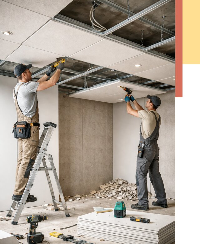 Монтаж акустического потолка в Великом Новгороде от 6650 руб/м2 — быстро и недорого | ОТДЕЛОЧНИК-Влк