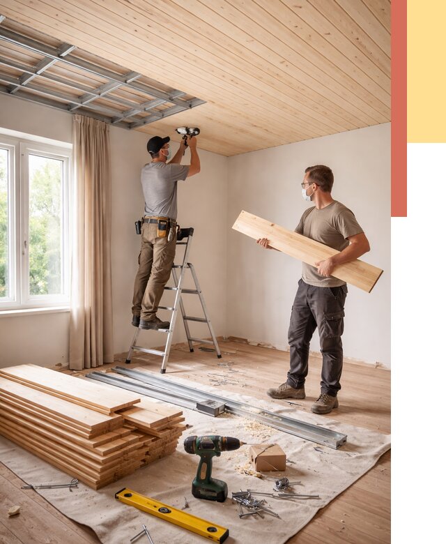 Монтаж потолка из вагонки в Великом Новгороде от 6650 руб. | Быстро и недорого — ОТДЕЛОЧНИК-Влк