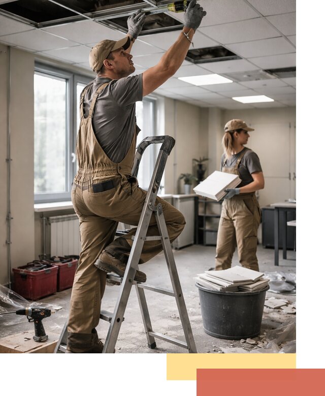 Ремонт потолка Армстронг и замена плит в Великом Новгороде