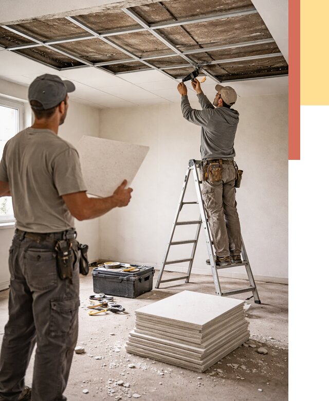 Замена плит подвесного потолка в Великом Новгороде от 1790 руб. быстро и недорого | ОТДЕЛОЧНИК-Влк
