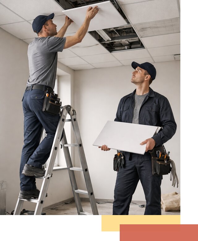 Обслуживание подвесного потолка в Великом Новгороде — ремонт и чистка