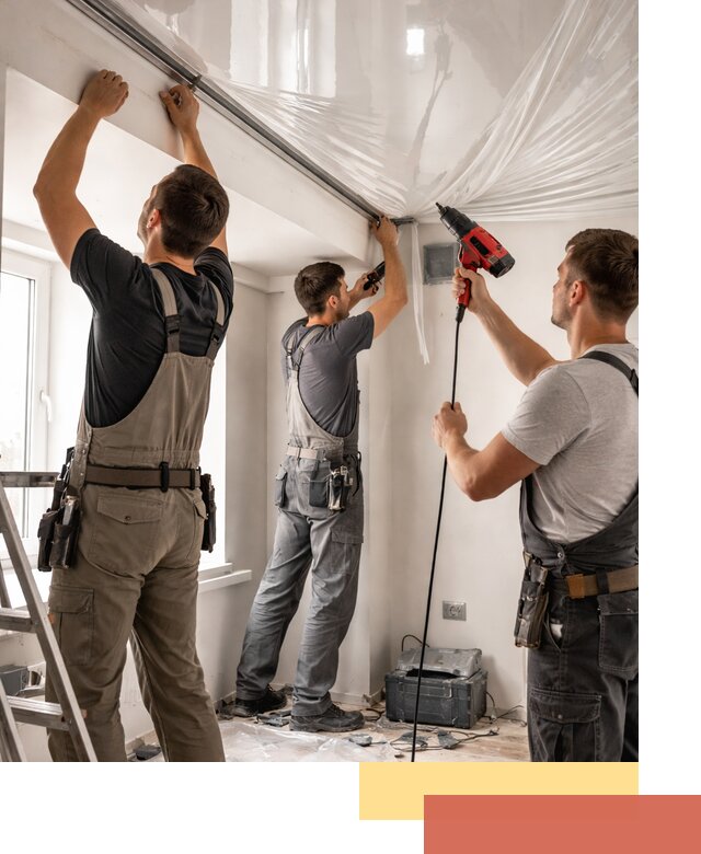 Монтаж глянцевого натяжного потолка в Великом Новгороде быстро и качественно