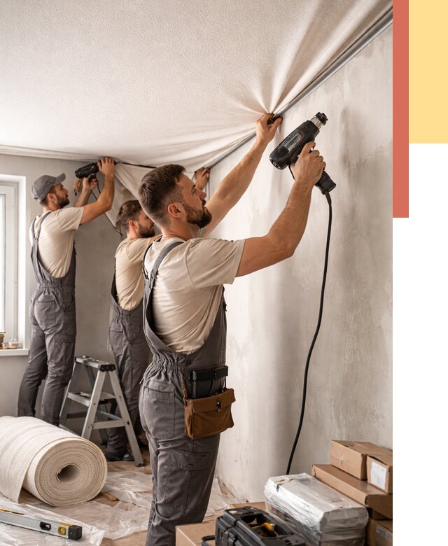 Монтаж фактурного натяжного потолка в Великом Новгороде от 767 руб. — ОТДЕЛОЧНИК-Влк