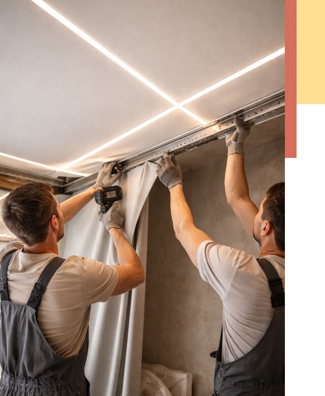 Монтаж натяжного потолка со световыми линиями в Великом Новгороде от 1228 руб. | ОТДЕЛОЧНИК-Влк