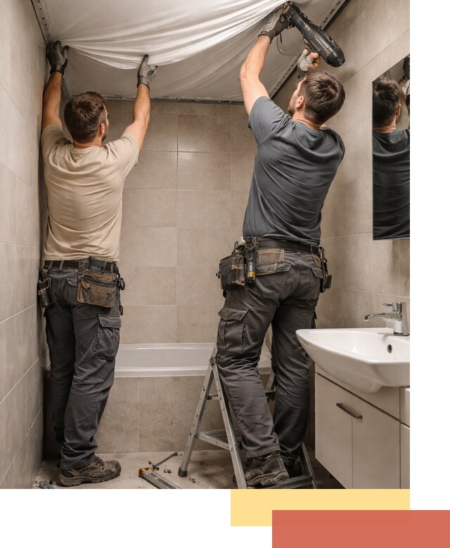 Монтаж натяжного потолка в ванной в Великом Новгороде быстро и качественно