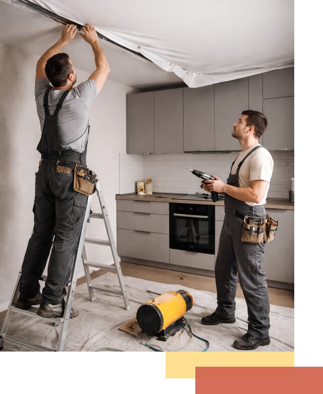 Монтаж натяжного потолка на кухне в Великом Новгороде