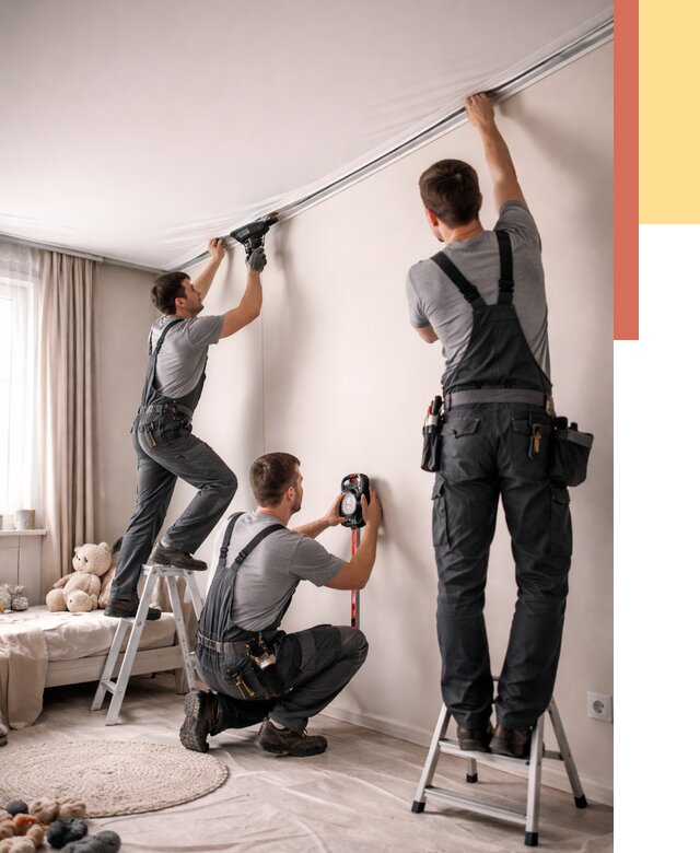 Монтаж натяжного потолка в детской в Великом Новгороде от 3581 руб. — быстро и недорого | ОТДЕЛОЧНИК-Влк