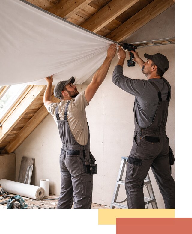 Монтаж натяжного потолка в мансарде в Великом Новгороде